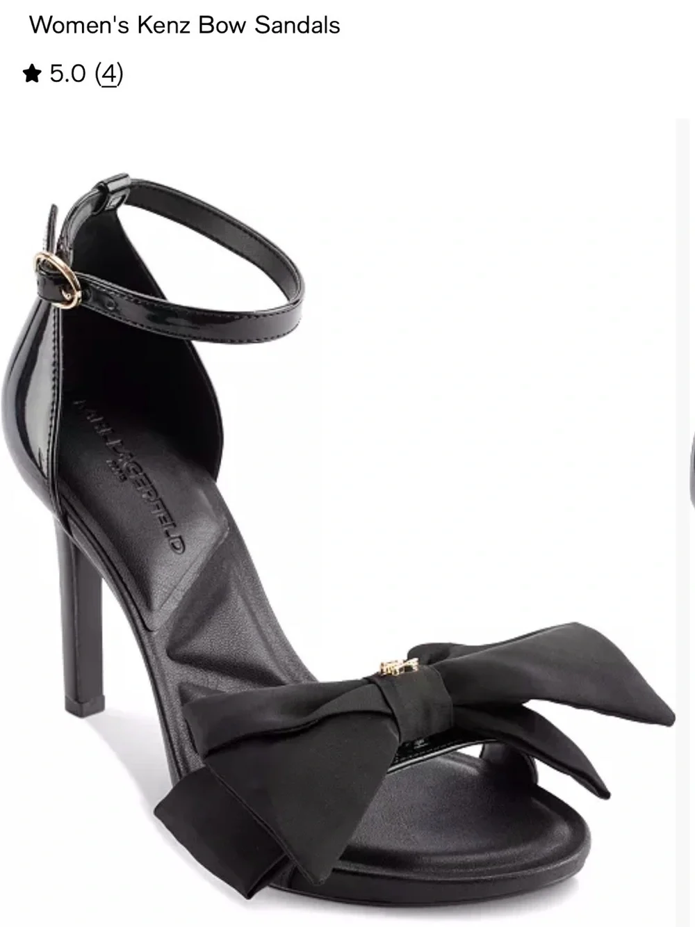 Karl Lagerfeld Black Bow Ankle-Strap Stiletto Sandal